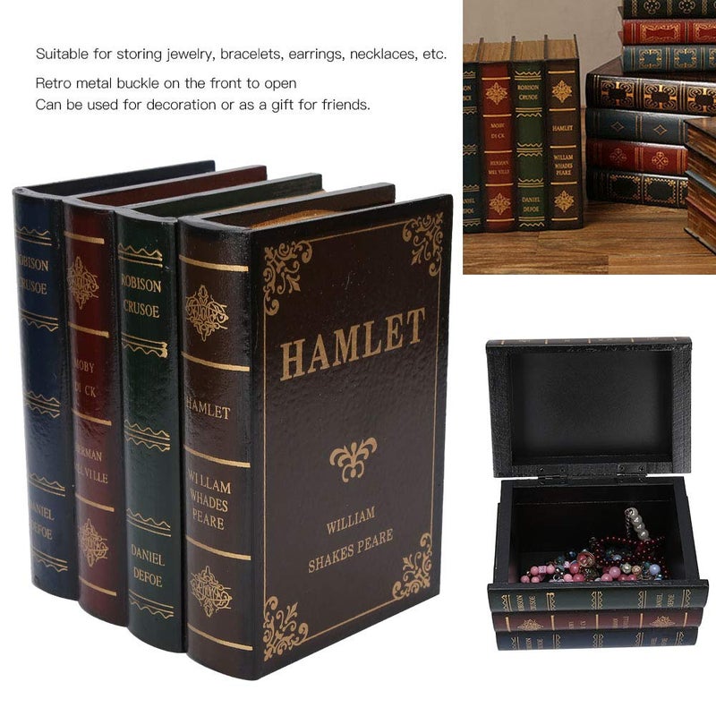Cimenn Wooden Jewelry Box, Fashionable Book Shape Jewelry Gift Storage Chest Box 3 Layers Case Holder Organizer for Bracelets, Earrings, Rings, Necklaces, Brooches Valentine's Day - Image 2